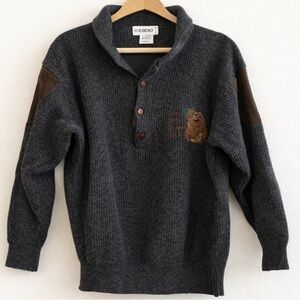 Vintage 90s Iceberg “Green Iceberg Collection” Wool Henley Sweater – Italy – L